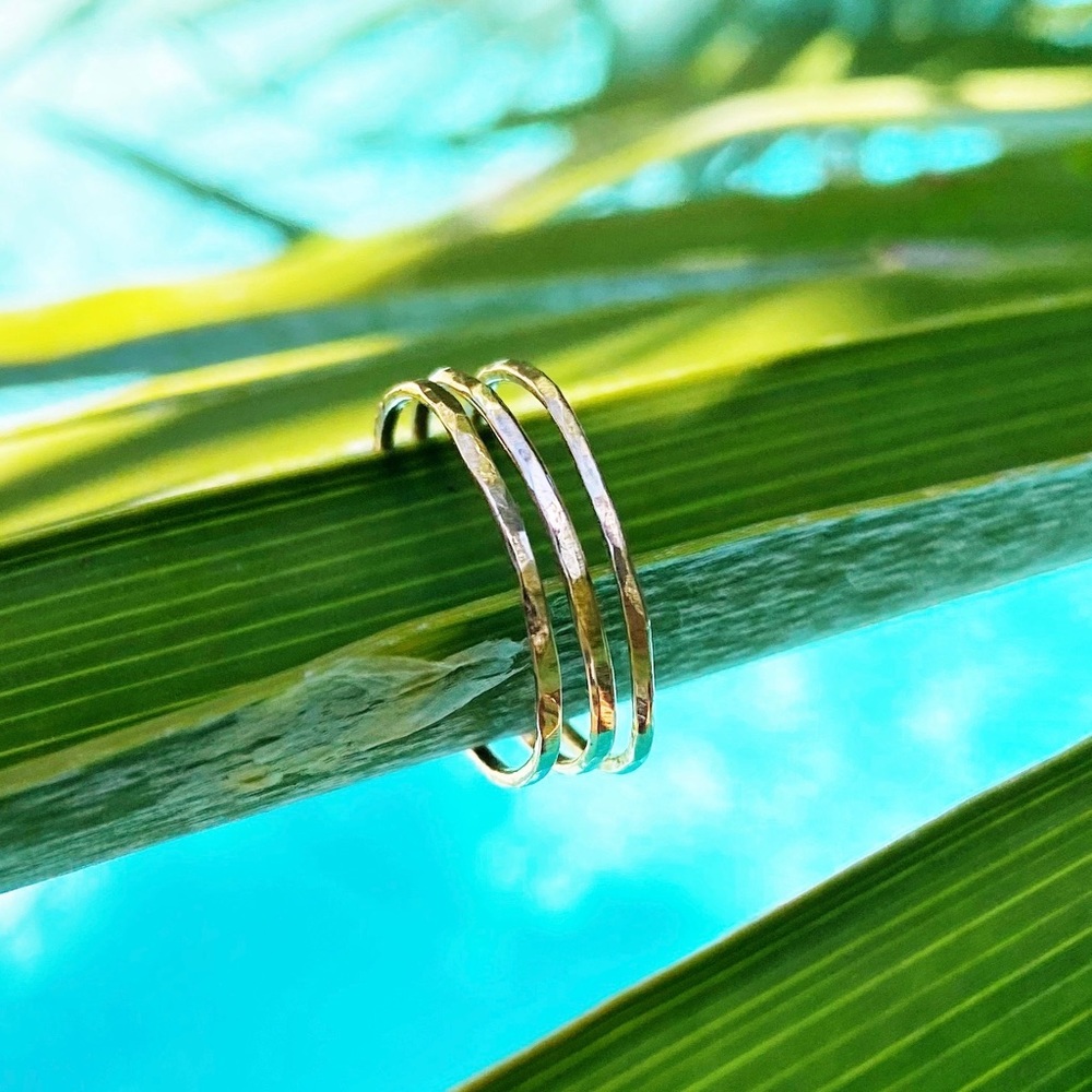 14k Gold Stacking Ring Gold Midi Ring Set (3)